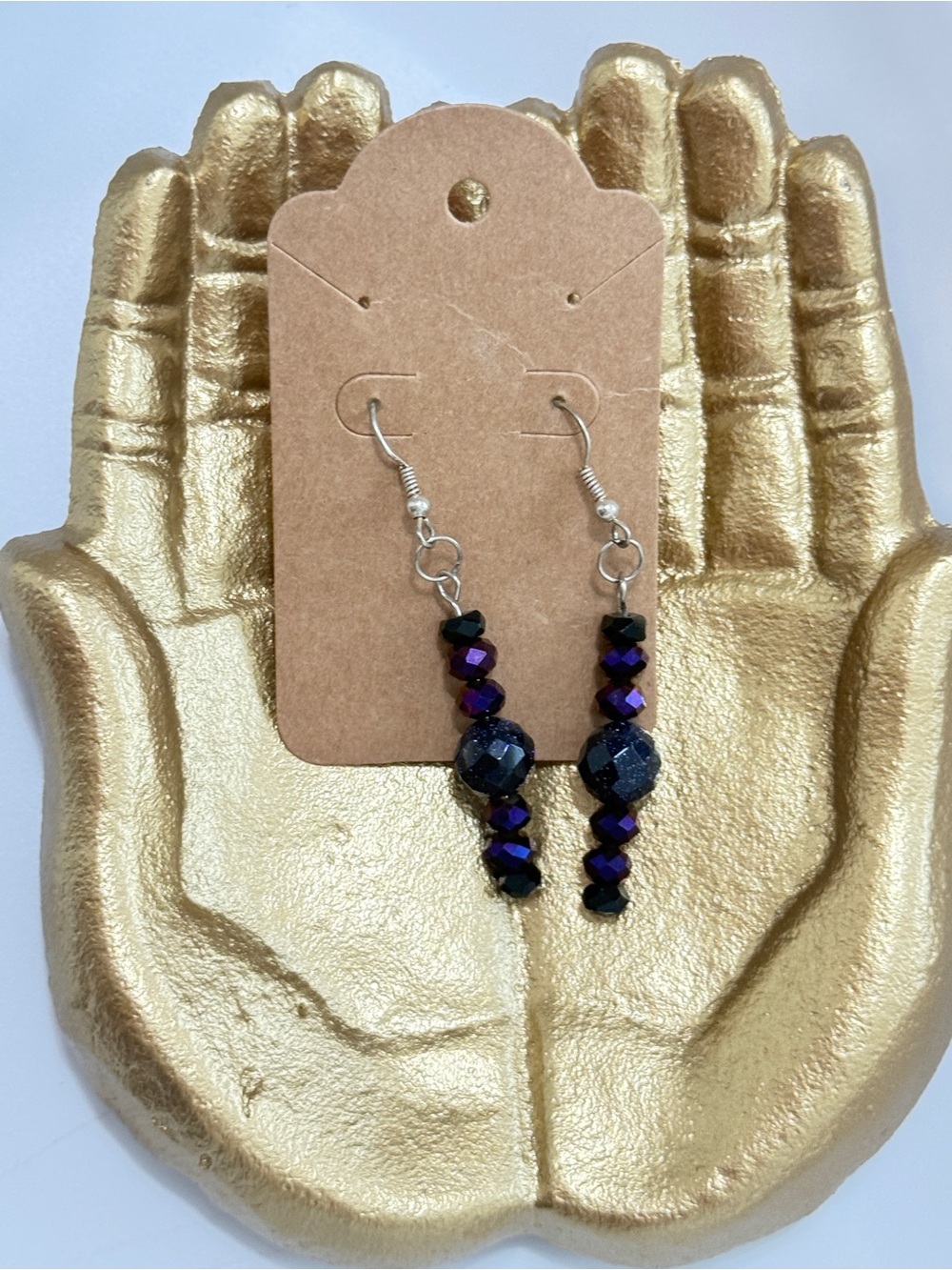 Anthropologie,  Agate Druzy, Amethyst,Quartz & Onyx Beaded Linear Earrings, NEW